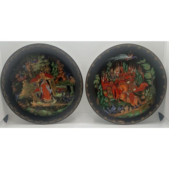 2 VTG Bradford Russian Legends Fairy Tales 1988 Collector Plates 1 & 2 Signed #d - Picture 3 of 16